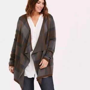 Outlander x Torrid Plaid Tartan Cardigan Sweater 3X Brown Gray
